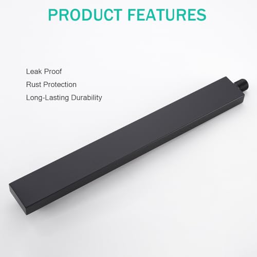 16 Inch Shower Arm With Flange, Wall-Mounted Rain Shower Head Extension Arms,Made of Thicken Stainless Steel for Bathroom Rainfall Shower,Matte Black,SE-91118-16MB - color: Matte Black(91118)