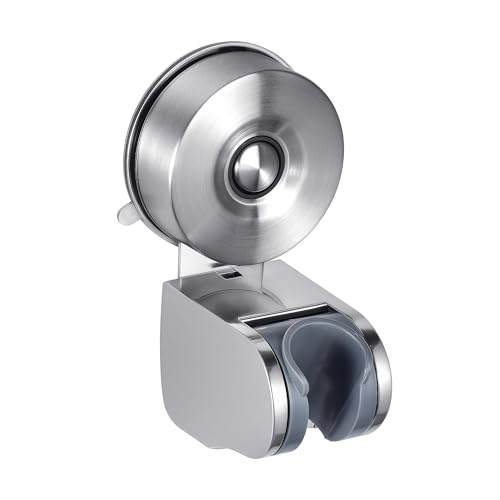 JOMOLA Suction Cup Shower Holder, Adjustable Stainless Steel Shower Head Holder with Strong Suction Cup for Different Wall, Universal Handheld Shower Bracket - style: Brushed Silver
