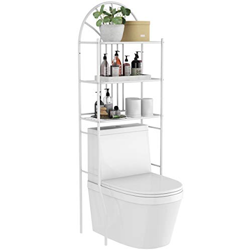 Tangkula Bathroom Space Saver, 3-Tier Over the Toilet Storage Rack, Bathroom Organizer with Metal Frame Shelf for Home Bathroom Laundry, 23 x 13 x 68 Inches, White
