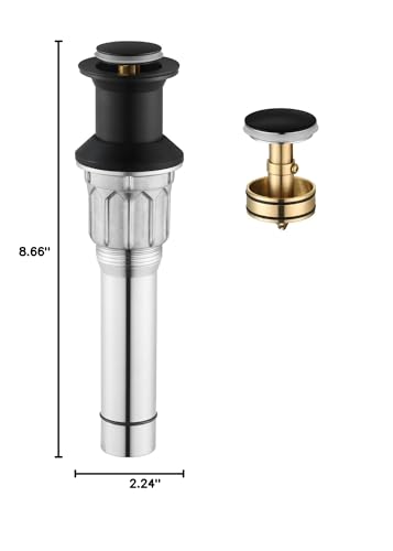 Bathroom Sink Drain Without Overflow, Metal Pop Up Drain for Vessel Sink, Matte Black, 2108604 - color: Matte Black, style: Without Overflow