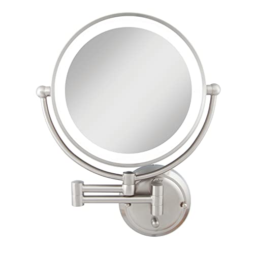 Zadro 14" Round Fluorescent 5X/1X Bathroom Magnifying Mirror Wall Mounted Makeup Mirror 20" Extendable Shaving Mirror