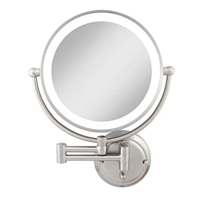Zadro 14" Round Fluorescent 5X/1X Bathroom Magnifying Mirror Wall Mounted Makeup Mirror 20" Extendable Shaving Mirror