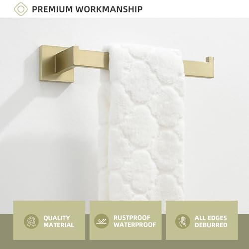 Angle Simple Hand Towel Holder Brushed Gold, Bathroom Towel Bar Wall Mount | Light Gold Tone, 10.24 Inches, Solid SUS304 Stainless Steel, Handy Open Sided Design for Laundry Kitchen Shower Vanity Sink - color: Brushed Gold