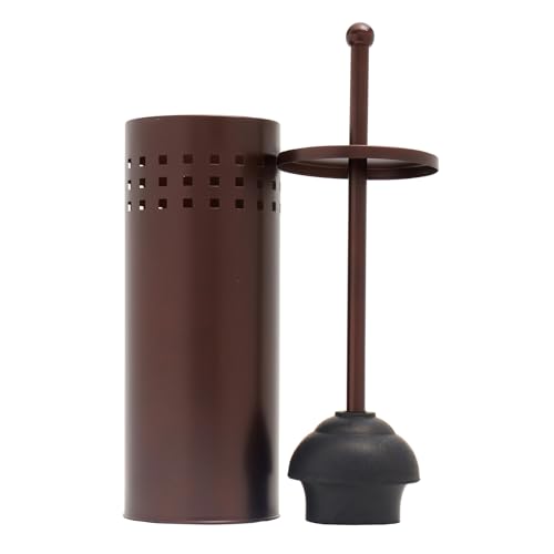 Steel Toilet Plunger & Holder (Bronze), By Home Basics | Bathroom Apartment Essentials | Toilet Plunger Hideaway | Bathroom Plunger, Toilet Plungers For Bathroom