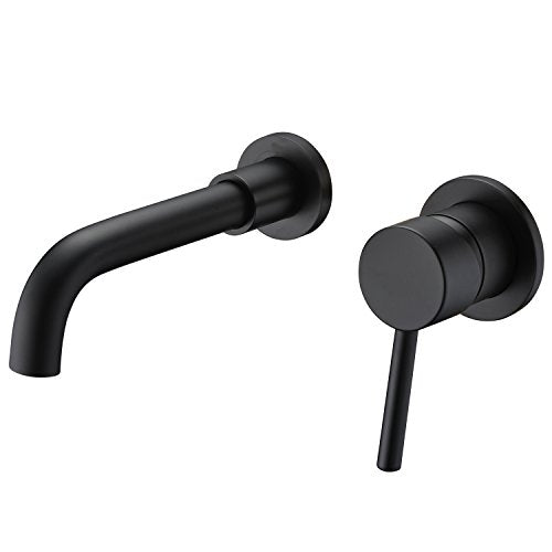 SUMERAIN Wall Mount Bathroom Faucets, Matte Black | Rough-in Valve Included,360 Swivel Spout - color: Matte Black, size: Right-Handed