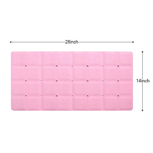 Webos Bathtub Mat Non Slip Soft Rubber Bathroom Bath No Suction Cups for Textured Tub Silicone Shower Bath Tub Mat(Pink, 28-inch x 14-inch) - color: Pink