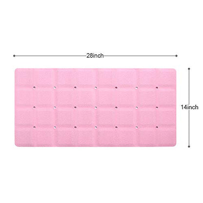 Webos Bathtub Mat Non Slip Soft Rubber Bathroom Bath No Suction Cups for Textured Tub Silicone Shower Bath Tub Mat(Pink, 28-inch x 14-inch) - color: Pink