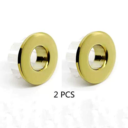 Sink Basin Trim Overflow Cover Brass Insert in Hole Round Caps Gold 2 PCS - color: Gold 2 Pcs