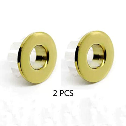 Sink Basin Trim Overflow Cover Brass Insert in Hole Round Caps Gold 2 PCS - color: Gold 2 Pcs
