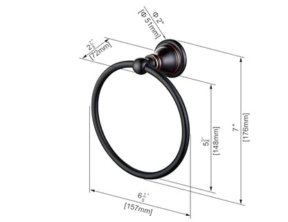 F-0801-ORB Bath Towel Ring, Bathroom Hardware Accessories Wall Mounted Towel Holder for Bathroom,Oil Rubbed Bronze Finished - color: Oil Rubbed Bronze