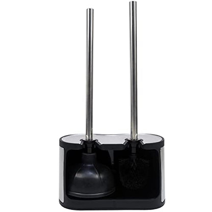 Casaphoria Stainless Steel Toilet Bowl Brush with Holder and Plunger Set, Freestanding Canister for Bathroom, 2 in 1 Hideaway Holder Heavy Duty Unclogger Plunger - style: Deluxe Long_handle