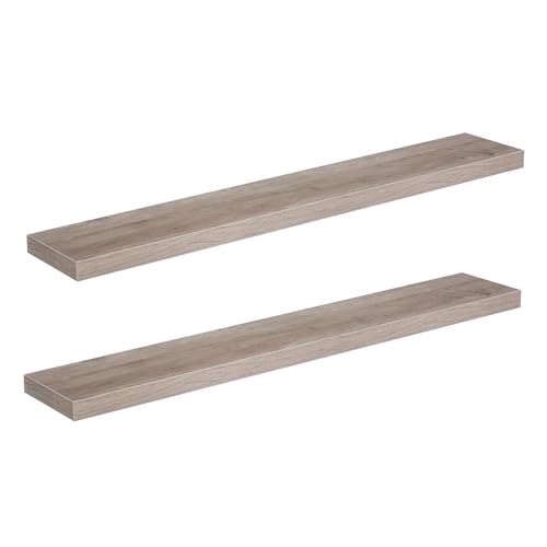 HOOBRO Floating Shelves for Wall, Wall Mounted Shelf Set of 2, 47.2" Hanging Shelf with Invisible Brackets, for Wall Decor Storage in Bathroom Bedroom Kitchen Living Room Office, Greige BG120BJP201 - color: Greige, size: 47.2 Inches
