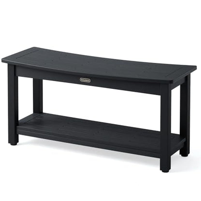 KaimuBench 36'' Waterproof Shower Stool, Poly Lumber Shower Bench Seat for Shaving Legs, HDPS Plastic Bath Chair Seat, Non-Slip & No Maintenance, Black (36x13 Inches) - color: Black, size: XXL (36*13*18‘’)
