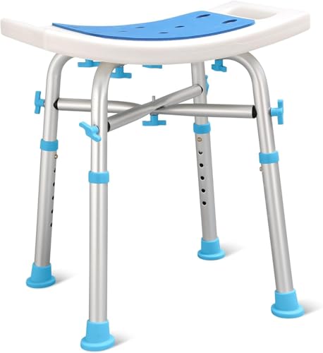 Bath Bench Without Back,500lbs Bath Bench Shower Tub Bench Without Back, Adjustable Shower Chair Non-Slip Bath Safety Seat, Bathtub Stool for Seniors Elderly Disabled, White (HL5109)