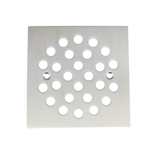 4-1/4 Inch Screw-in Square Floor Drain Cover Replacement Shower Grates with Screws (Brushed Nickel) - color: Brushed Nickel