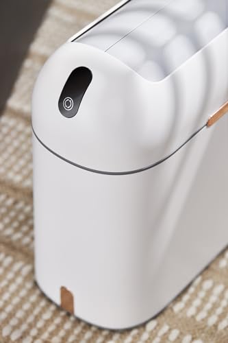 ELPHECO Bathroom Trash Can with lid 2.5 Gallon, Motion Sensor, White Golden | Waterproof Garbage Can, Automatic Waste Basket, Butterfly Lid, Plastic Garbage Bin for Bedroom and Office - color: White