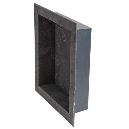 Palisade 17.5 in x 15.5 in Vinyl Shower Niche Cracked Slate/Urban Quarry | Waterproof Shower Insert - color: Cracked Slate/Urban Quarry