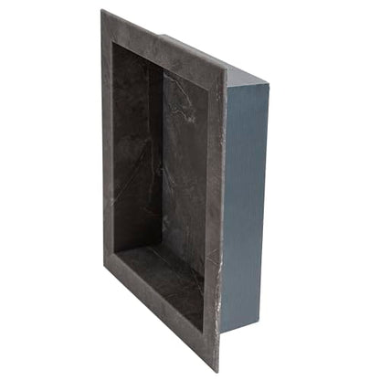 Palisade 17.5 in x 15.5 in Vinyl Shower Niche Cracked Slate/Urban Quarry | Waterproof Shower Insert - color: Cracked Slate/Urban Quarry
