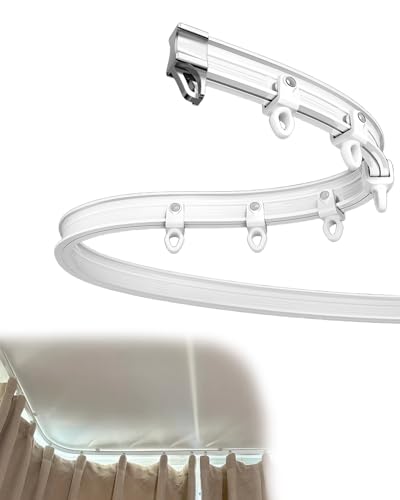Curtain Track Bendable Tracks for Curtains 1m 2m 3.0m 4m 5m 16 Ft 16.4ft, White PVC Bay Window Curtain Rail and Fittings, Curved Rooms Divider Shower Curtain Rod(Wall Mount,5m/197in/16.4ft) - color: Wall Mount, size: 5m/197in/16.4ft