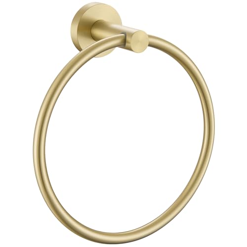 Brushed Gold Bath Towel Ring, 304 Stainless Steel Heavy Duty Towel Holder for Bathroom, Wall Mounted - color: Brushed Gold, size: Standard Size