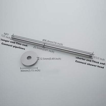 RANDOM Brushed Nickel Shower Arm with Flange 16 Inches Ceiling Mount Shower Head Extension Straight Arm Ceiling-Mounted For Fixed Shower Head.RD-91038-16BN - color: 16″ Brushed Nickel(Round Flange)