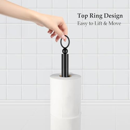 ROLABAM Toilet Paper Holder Stand with Reserve Function, Free Standing Toilet Paper Holder for Bathroom, Space Toilet 4 Rolls Toilet Paper Storage 22.5" Height (2 Pack, Matte Black) - color: Matte Black-2pcs