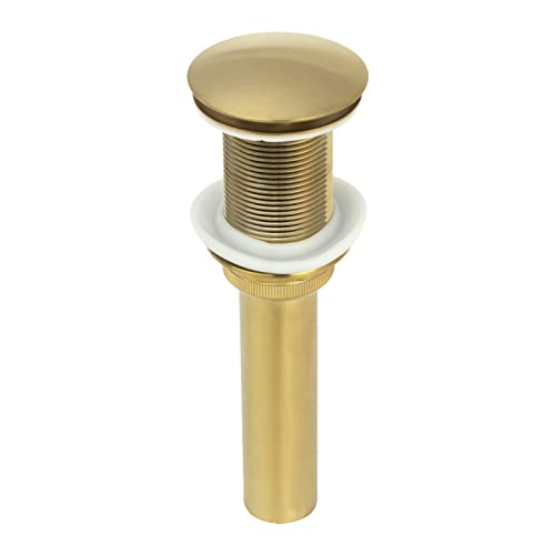 Brass Gold Push Button Bathroom Sink Drain Stop & Pop Lavatory Stopper Without Overflow Bathroom Basin - color: Brass Gold, style: Without Overflow