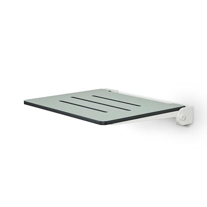 18 inch Silhouette Slimline Folding Wall Mount Shower Bench Seat, Sea Green Seat with White Frame - color: Sea Green Seat With White Frame