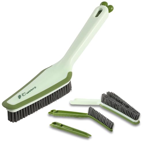 3-in-1 Detail Cleaning Brush, Crevice Grout Brush, Green | Detachable Design Converts Between a Narrow Crevice Brush and Surface Scrubber, Ergonomic Grip & Hard Bristles for Deep Clean - color: Green