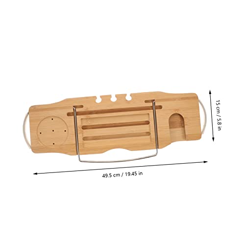 Adjustable Bathtub Tray Expandable Bath Storage Holder with Wine Phone Stand Bamboo Design for Relaxing Spa Experience Fits Standard Tubs