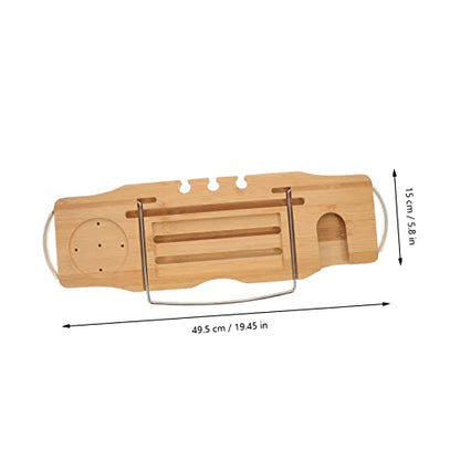 Adjustable Bathtub Tray Expandable Bath Storage Holder with Wine Phone Stand Bamboo Design for Relaxing Spa Experience Fits Standard Tubs