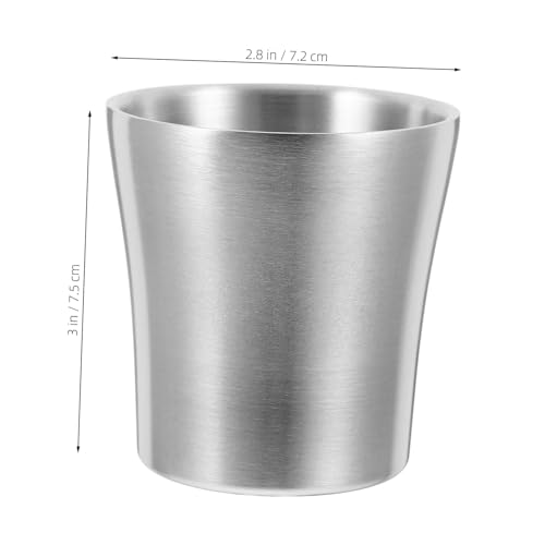 Cabilock Bathroom Insulated Tumbler Metal Cups Water Tumblers Mug Drinking Glasses for Travel Camping Silver Cup 180ml