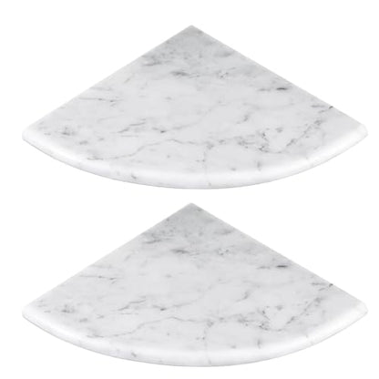 2 Pcs White Marble Corner Shower Shelf for Bathroom 9 x 9 Inch Wall Mounted Both Sides Polished Marble Corner Shelves Shower Caddy for Bathroom Wall (Stylish) - style: Stylish