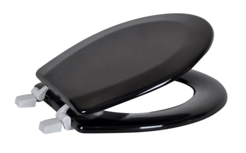 American Dream 17" MDF Toilet Seat – Black Finish, Durable Medium-Density Fiberboard Construction with Easy-Install Hardware and Standard Round Fit - color: Black
