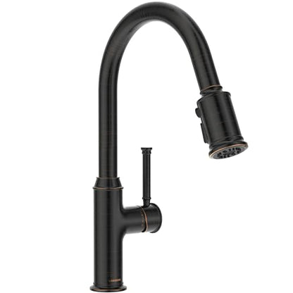 Lava Odoro Oil Rubbed Bronze Kitchen Faucet with Pull Down Sprayer, Single Hole Kitchen Sink Faucet, Single Handle Kitchen Faucet with 3-Function Magnetic Sprayer, Deck Plate Included, KF421-ORB-M - color: Oil Rubbed Bronze, style: 3-Mode, Magnetic