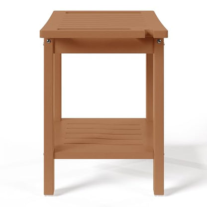 Sage HDPE Poly Plastic Waterproof Bathroom Shower Bench, Teak - color: Teak