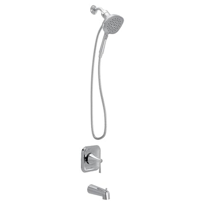 Moen Ronan Chrome Single-Handle Modern Tub and Shower Faucet with Square Handheld Rain Shower Spray Head Featuring Magnetix, Valve Included, 82022 - color: Chrome, style: Square Showerhead