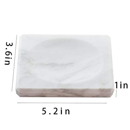 White Soap Dish Tray Marble Soap Holder Trinket Plate for Bathroom Sink Kitchen Countertop Bedroom Vanity Bathroom Accessory Rectangular
