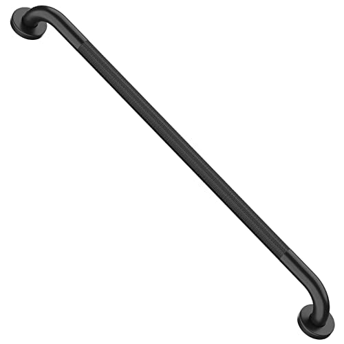 Black Safety Bar 32 Inch, Shower Grab Bar for Senior | Anti-Slip Knurled Grip, 1.25" Diameter, Stainless Steel Bathroom Handrail for Elderly, Handicap Support Bars, Wall Mounted - color: Black, size: 32 inch