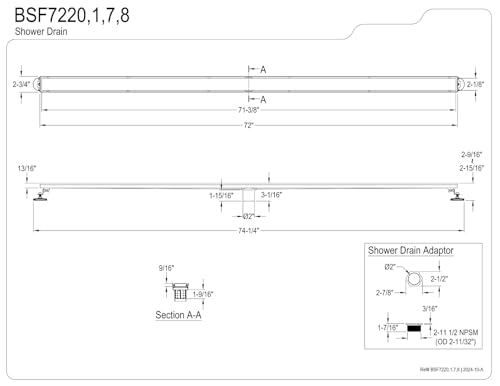 Kingston BSF7227 Stainless Steel Linear Shower Drain, Brushed Brass - color: Brushed Brass