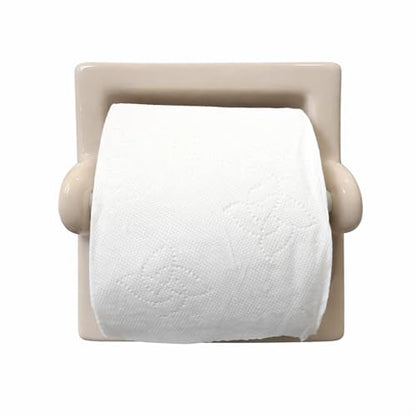 Recessed Ceramic Toilet Paper Holder Wall Mount Niche Bathroom Tissue Roll (Parchment Glossy, Extended – 7" x 7") - color: Parchment Glossy, size: Extended – 7" x 7"