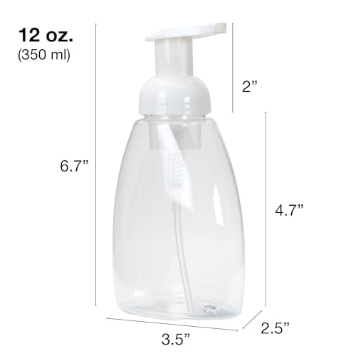Ginger Lily Farms 2-Pack/12 oz Foaming Soap Dispenser, Plastic | for Hands, Body & Hair, Moisturizing Wash, Salon Wash, Spa Cleanser, Salon & Spa Essentials, Manicure & Pedicure Supplies - style: 12 Oz Clear