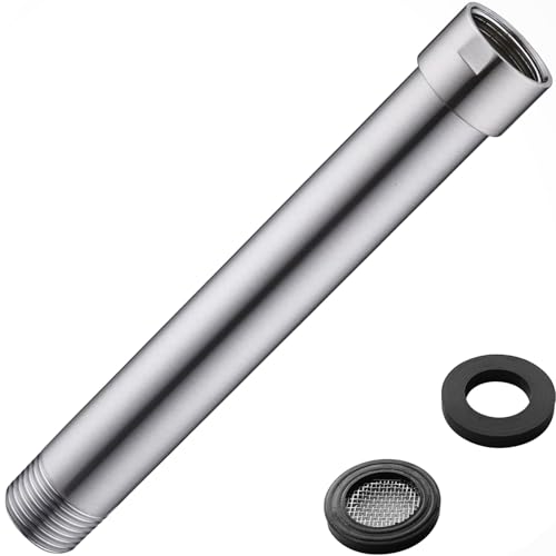 Shower Arm Extender 6 Inch Straight Extension Arm for Rainfall and Handheld Shower Head Combo, Female to Male NPT 1/2 Inch, Brushed Nickel - color: Brushed Nickel, style: 6-Inch