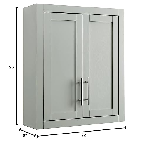 Crosley Furniture Savannah Wall Mounted Bathroom Storage Medicine Cabinet with Shelves, Gray - color: Grey, style: Wall Cabinet