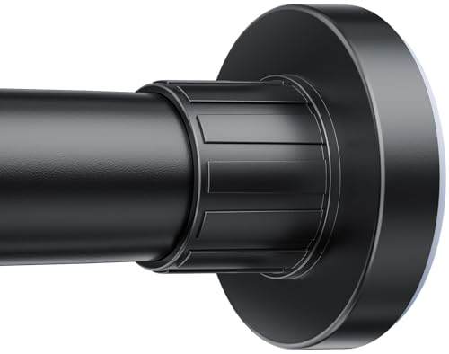 Ausemku Shower Curtain Rod 32-94 Inch Adjustable - 1 Inch Diameter Heavy Duty No drill Spring Tension Shower Rod, Non-Slip Rustproof Telescopic Rod for Bathroom, Black - color: Black, size: 32-94 Inches