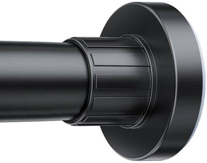 Ausemku Shower Curtain Rod 32-94 Inch Adjustable - 1 Inch Diameter Heavy Duty No drill Spring Tension Shower Rod, Non-Slip Rustproof Telescopic Rod for Bathroom, Black - color: Black, size: 32-94 Inches