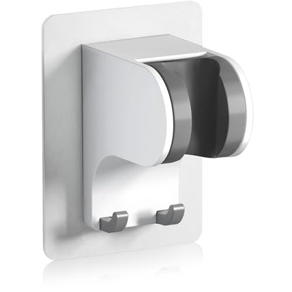 JONKEAN 3m Shower Head Holder Without Drilling White, 1 Pack | 2 Practical Hooks Design, Angle Adjustable Bracket, Fits G1/2 Shower Hose, Easy to Install No drilling Required - style: White