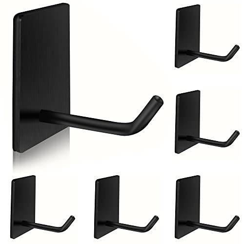 Adhesive Hooks Heavy Duty, Long Self Adhesive Wall Hook, Sticky Towel Hangers for Kitchen Bathroom, Waterproof Stick on Door Hooks for Hanging Key Hat Coat | Waterproof no-drill wall hooks for indoor use; fits kitchen & bathroom; holds towels, coats, hats