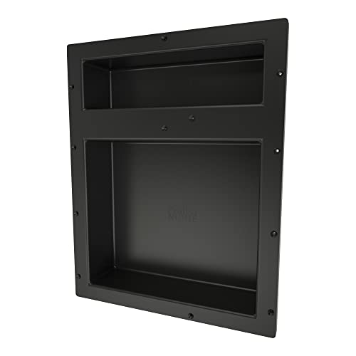 Tile Redi USA RN1620DU Niche Double Recessed Shower Shelf, Two Shelves, 20" H X 16" W, Black - size: 20" H X 16" W, style: 2 Shelves