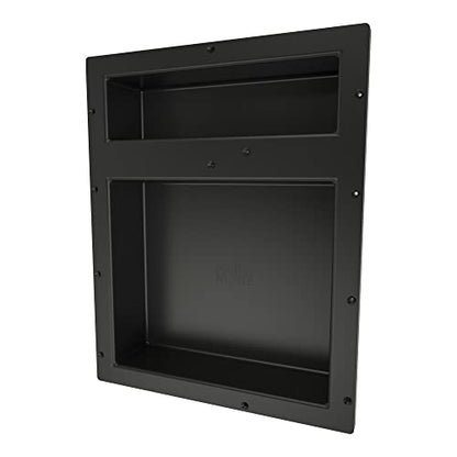 Tile Redi USA RN1620DU Niche Double Recessed Shower Shelf, Two Shelves, 20" H X 16" W, Black - size: 20" H X 16" W, style: 2 Shelves